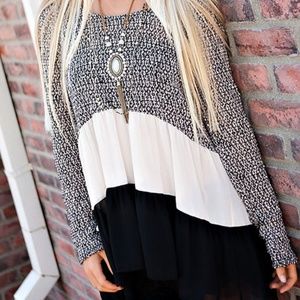 Black Ivory Tiered Tunic Shirt Crochet at Top